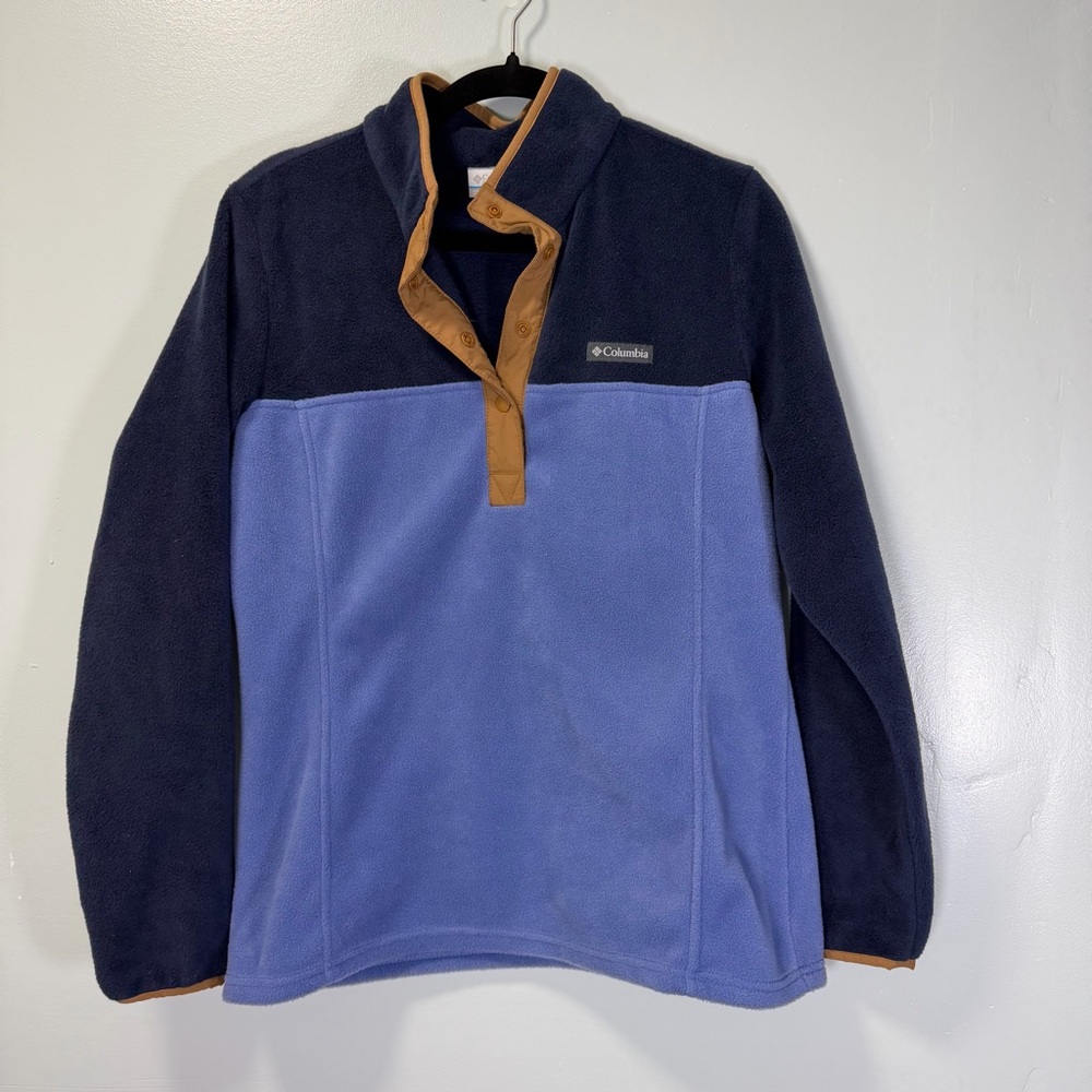 Columbia Women's Two Toned Blue Fleece Pullover Jacket Sz Medium